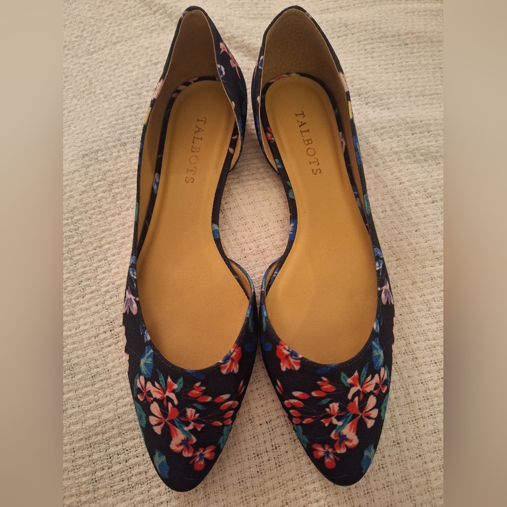 Talbots Women's Floral Flats - Black and Red